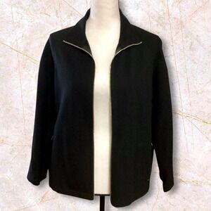 Lafayette 148 New York  Black Zip Up Jacket Blazer Style Size Petite